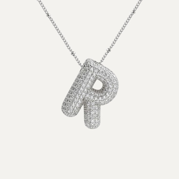 Silver Rhinestone Initial Necklace - Image 9