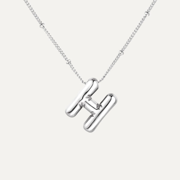Silver Initial Bubble Necklace - Image 11