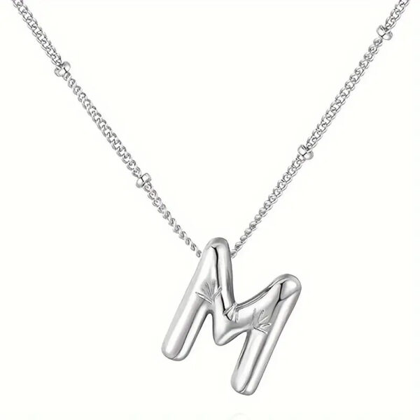 Silver Initial Bubble Necklace - Image 10
