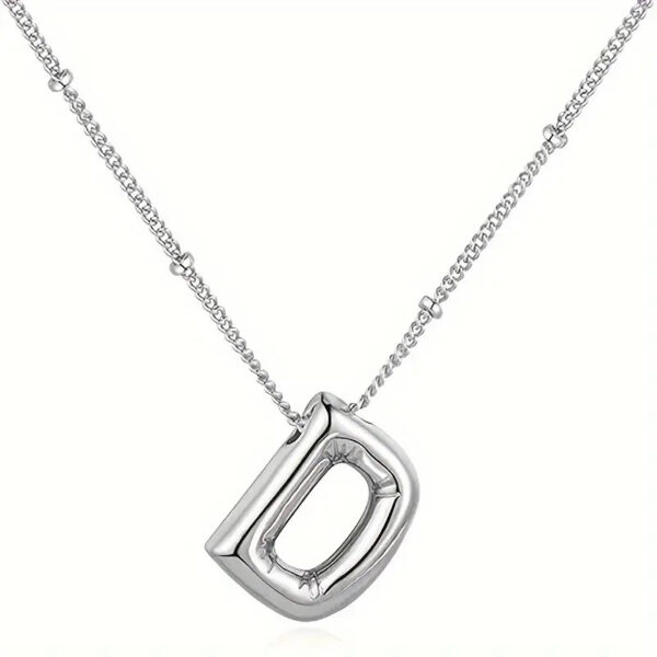 Silver Initial Bubble Necklace - Image 4