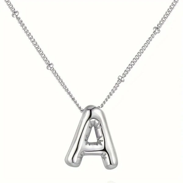 Silver Initial Bubble Necklace - Image 7