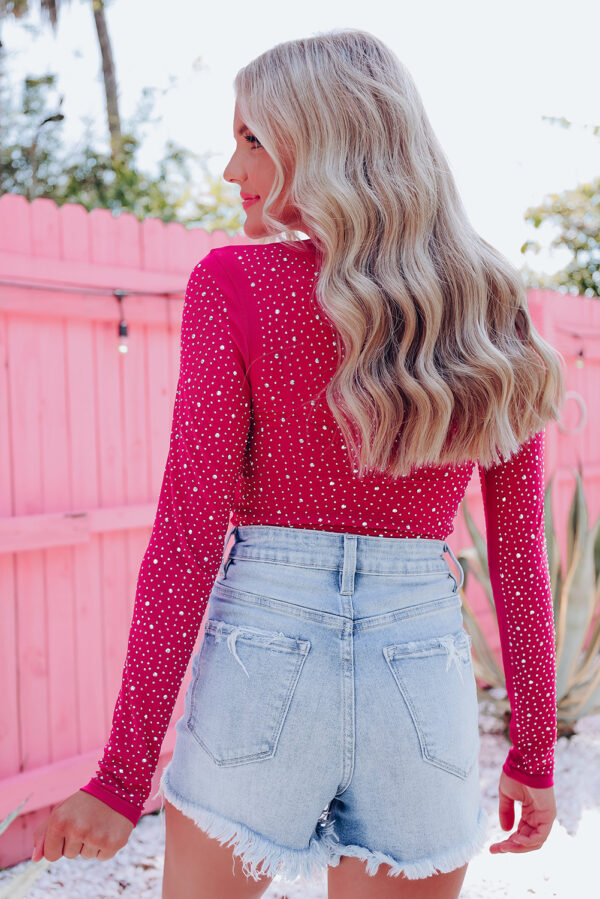 Long Sleeve Rhinestone Bodysuit - Image 2