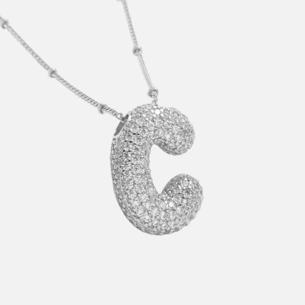 Silver Rhinestone Initial Necklace - Image 13