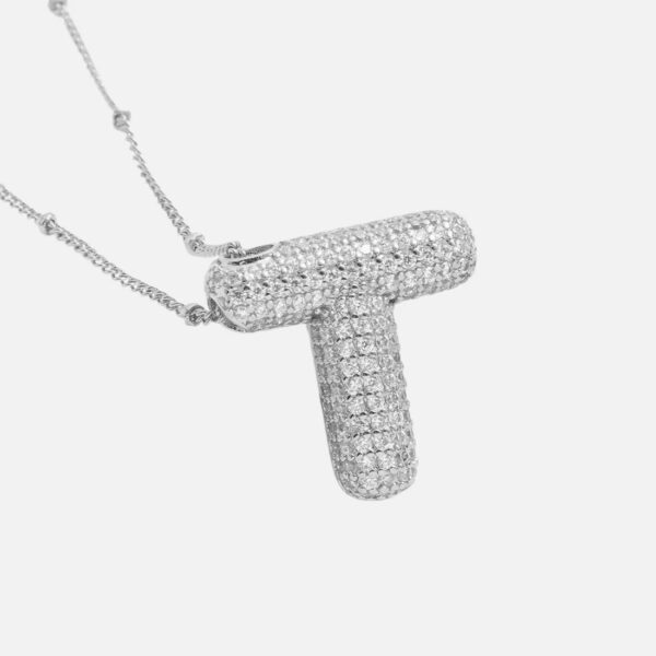 Silver Rhinestone Initial Necklace - Image 14