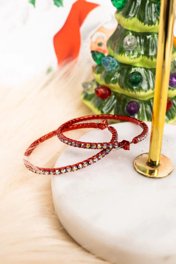 Life's A Party Crystal Red Hoop Earrings
