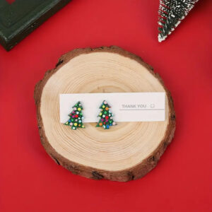 Polka Dot Christmas Tree Earrings