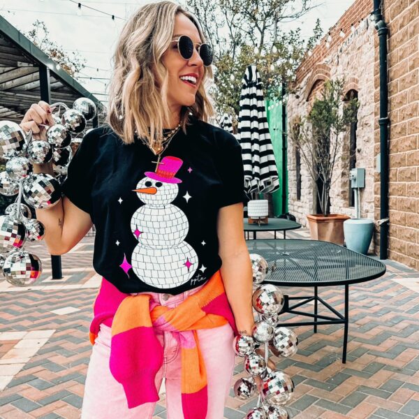 Disco Snowman Glitter Tee - Image 3