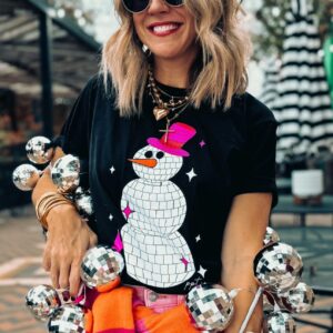 Disco Snowman Glitter Tee