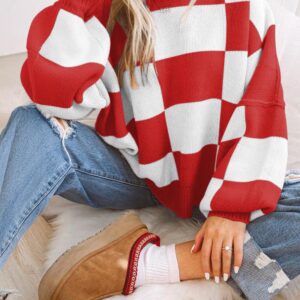 Checkered Bishop Sleeve Sweaters