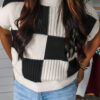 Checkered Short Sleeve Sweater