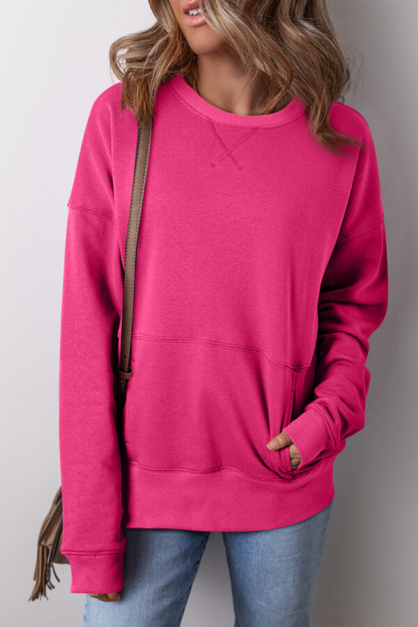 Drop Shoulder Pocketed Loose Sweatshirts - Image 5