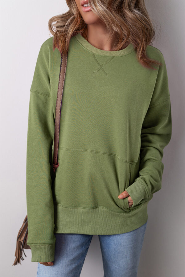 Drop Shoulder Pocketed Loose Sweatshirts
