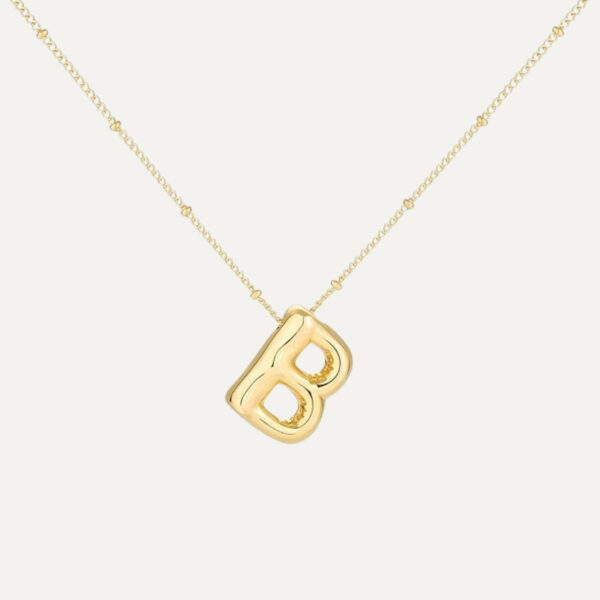 Gold Initial Bubble Necklace - Image 7