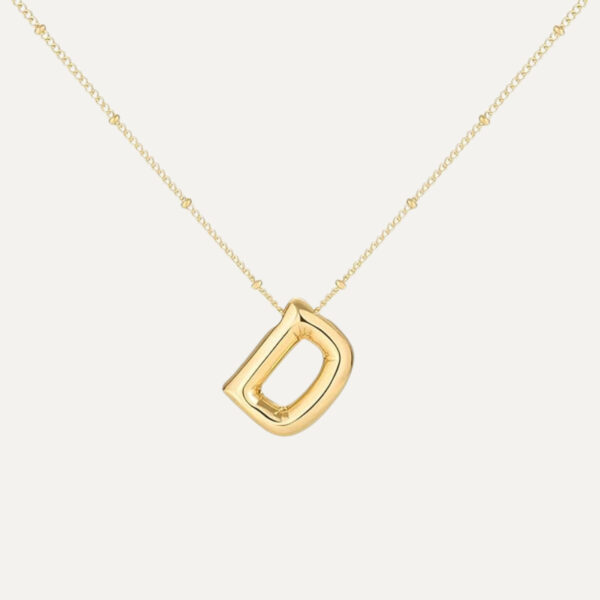 Gold Initial Bubble Necklace - Image 9