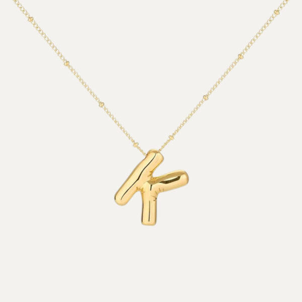 Gold Initial Bubble Necklace - Image 8