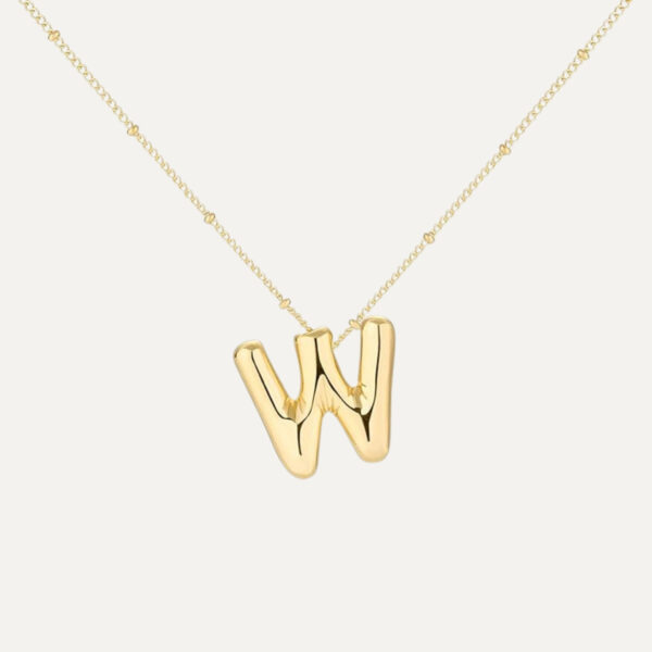Gold Initial Bubble Necklace - Image 10
