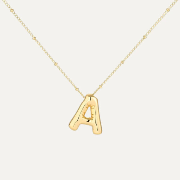 Gold Initial Bubble Necklace - Image 2