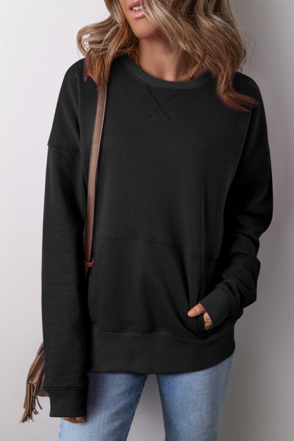 Drop Shoulder Pocketed Loose Sweatshirts - Image 4