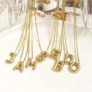 Gold Initial Bubble Necklace