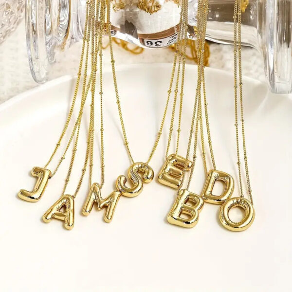 Gold Initial Bubble Necklace