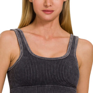 Black Washed Ribbed Seamless Bralette with Bra Pads