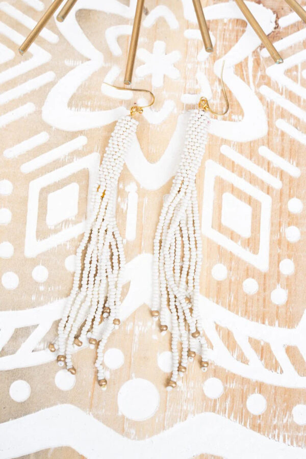 Kindra Seed Bead Fringe Earrings - Image 3