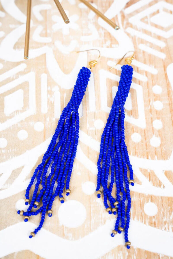 Kindra Seed Bead Fringe Earrings - Image 2