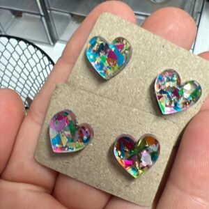 Heart Confetti Studs