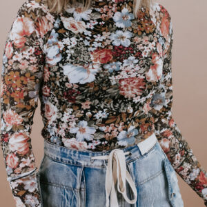 Floral Mesh Long Sleeve Top