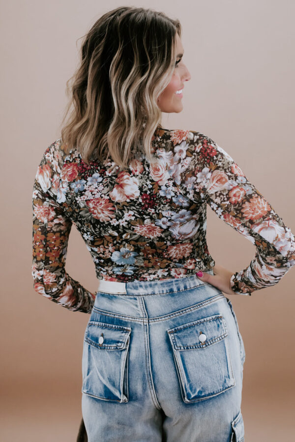 Floral Mesh Long Sleeve Top - Image 5