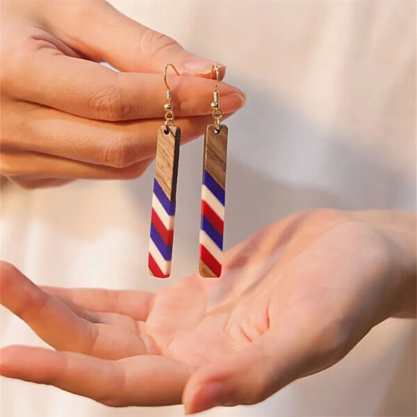 Red, White Blue Bar Earrings - Image 2