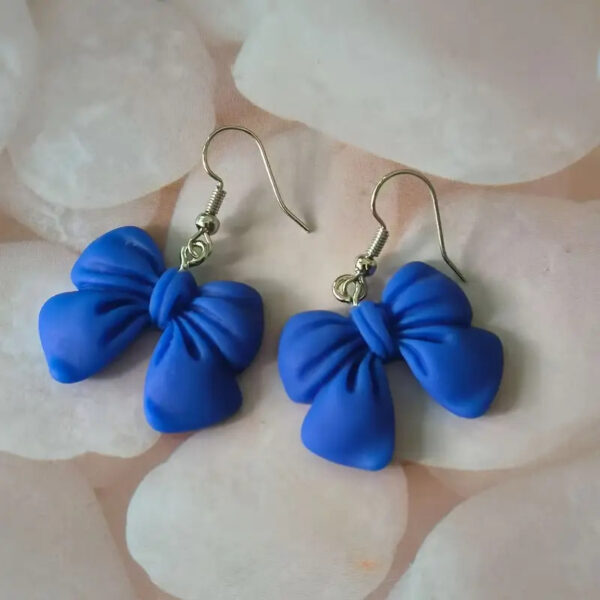 Blue Bow Earrings
