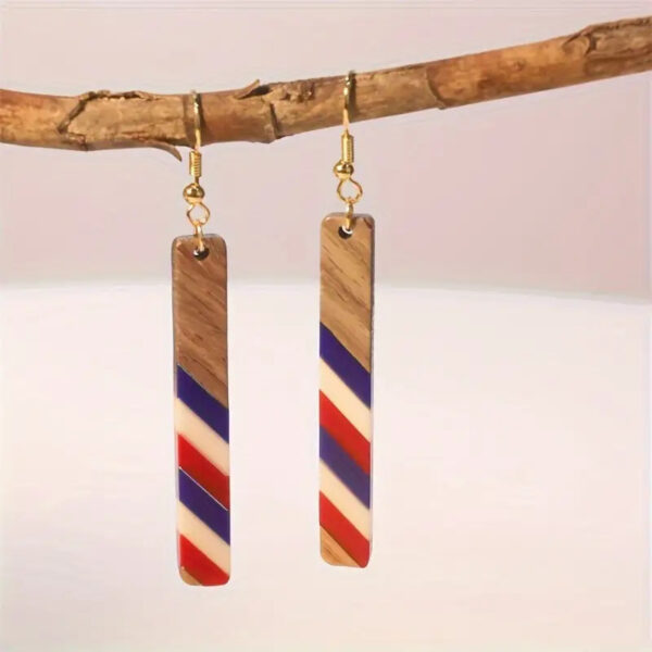 Red, White Blue Bar Earrings