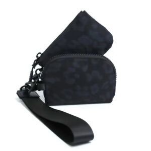 Black Leopard Dual Pouch Wristlet