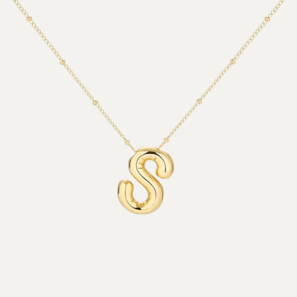 Gold Initial Bubble Necklace - Image 5