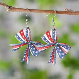 Patriotic Wood Bow Earrings