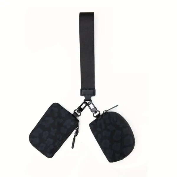 Black Leopard Dual Pouch Wristlet - Image 2