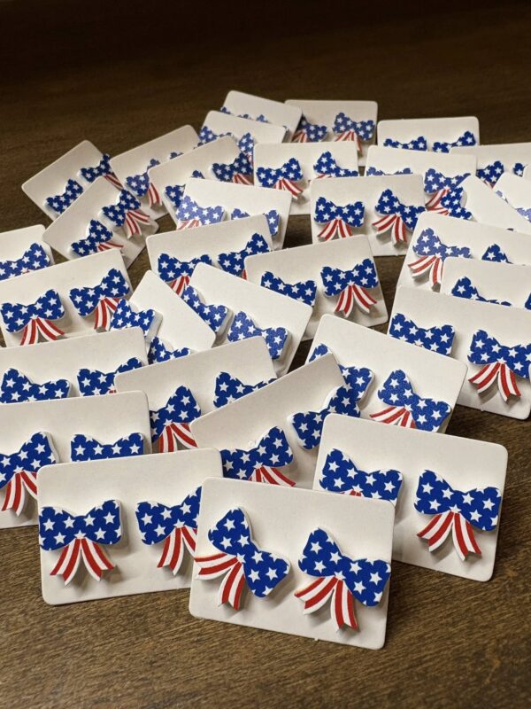 American Flag Bow Earrings - Image 2