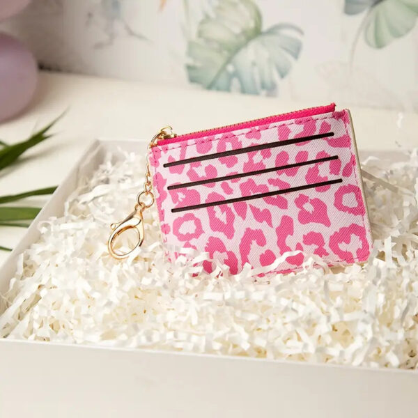 Pink Leopard Creditcard Holder Keychain