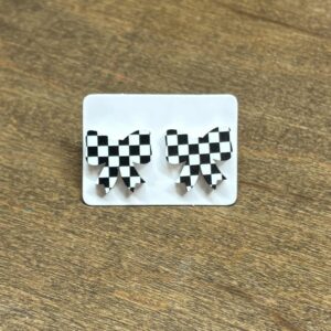 Checkered Flag Bow Earrings