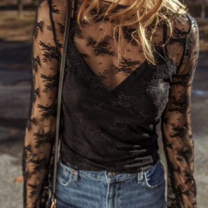 Mesh Long Sleeve Tops