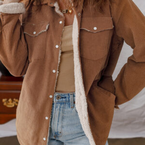 Brown Fleece Lined Corduroy Jacket