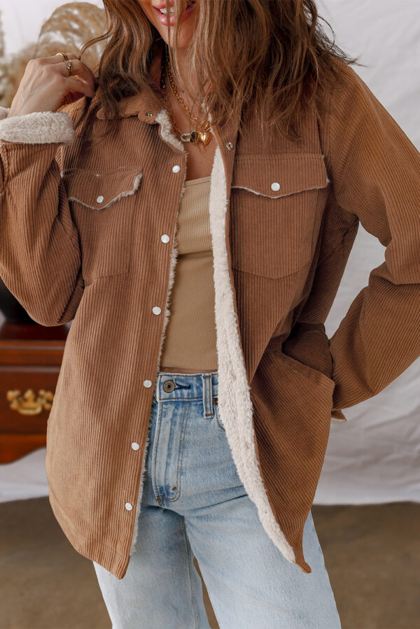 Brown Fleece Lined Corduroy Jacket
