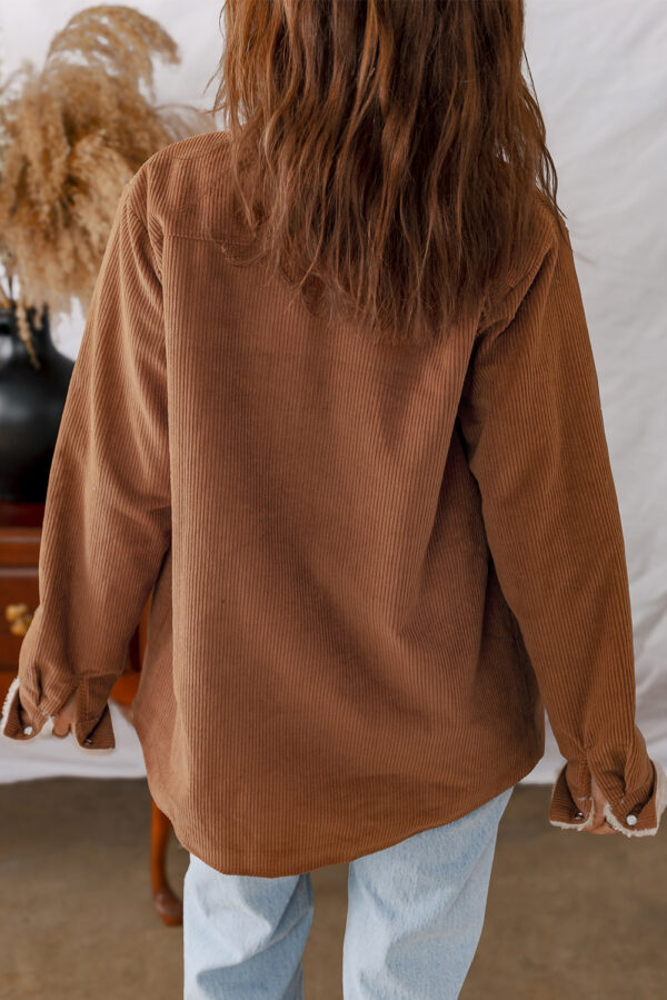 Brown Fleece Lined Corduroy Jacket - Image 2