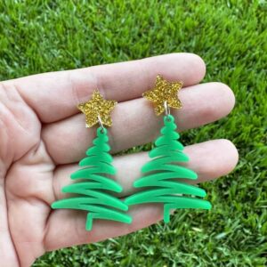Squiggly Christmas Tree Earrings