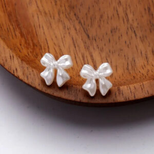 White Bow Studs