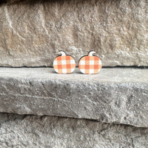 Orange Buffalo Plaid Studs