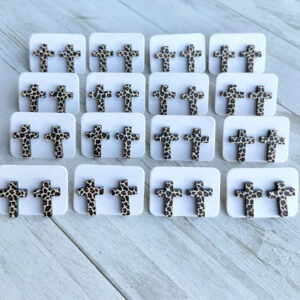 Leopard Cross Studs