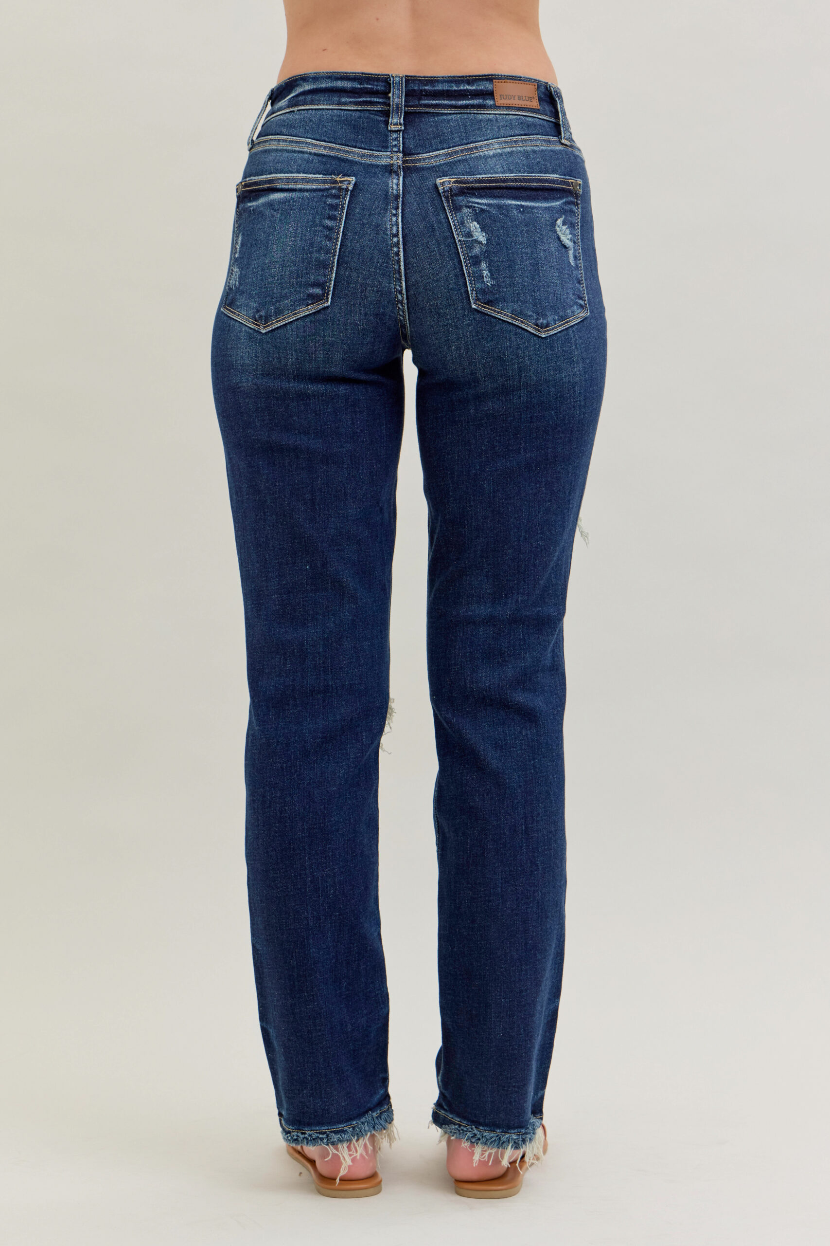 Judy Blue Mid Rise Heavy Destroyed Straight Jeans - Image 3