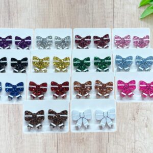 Glitter Football Bow Studs